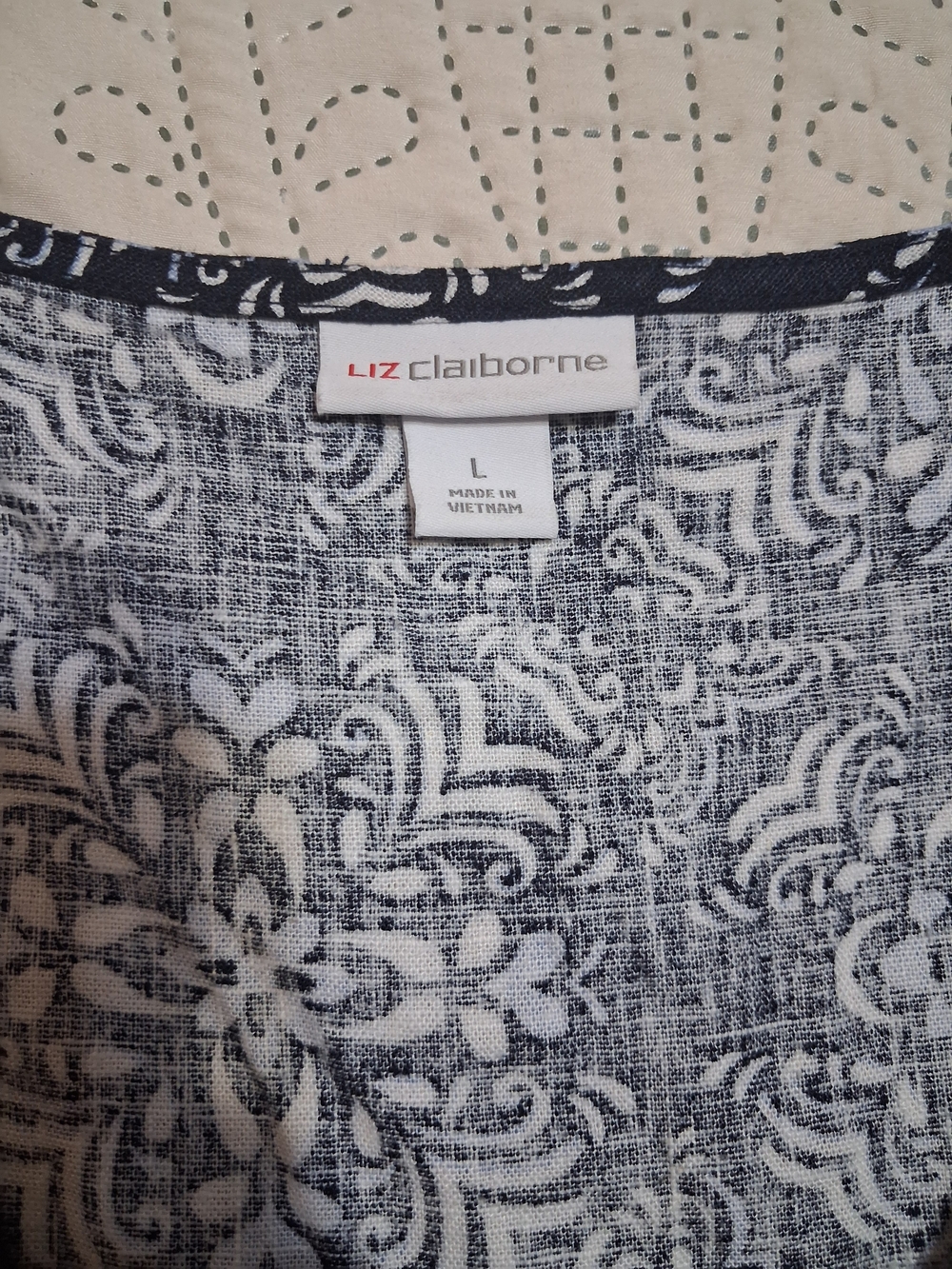 Liz Claiborne Navy Floral Button-Front Camisole - Picture 3 of 4